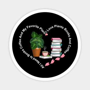 Books Coffee And Plant Magnet